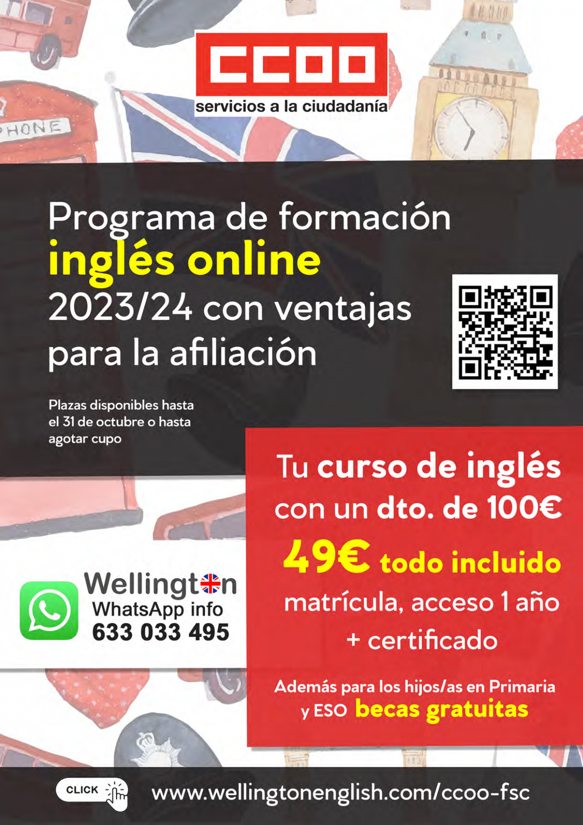 FSC-CCOO y Wellington Learning International renuevan la oferta de cursos ingls para personas afiliadas a CCOO