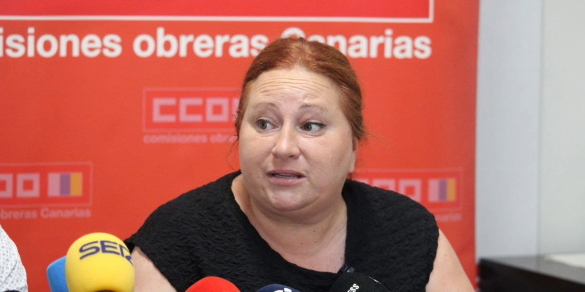 Vanesa Frahija, Secretaria General de CCOO Canarias, en rueda de prensa por el Primero de Mayo