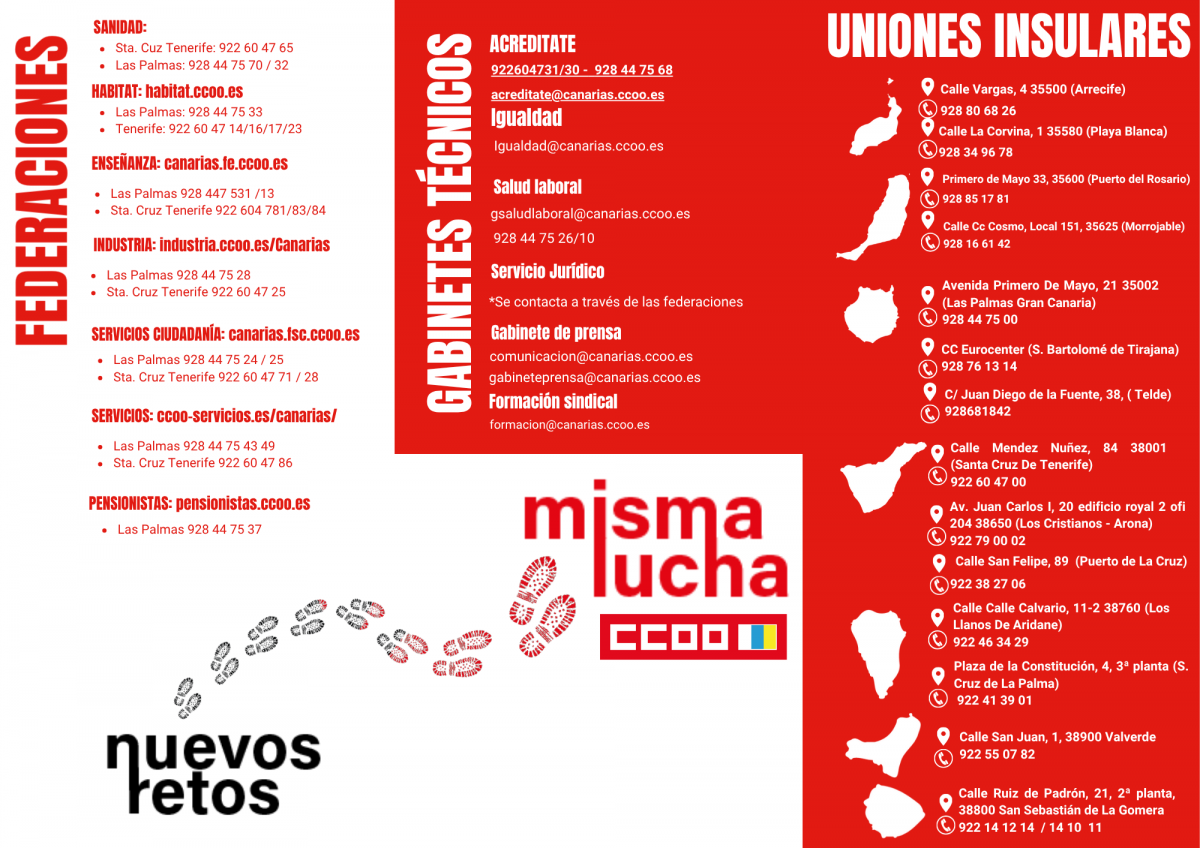 Direcciones y telefonos CCOO Canarias