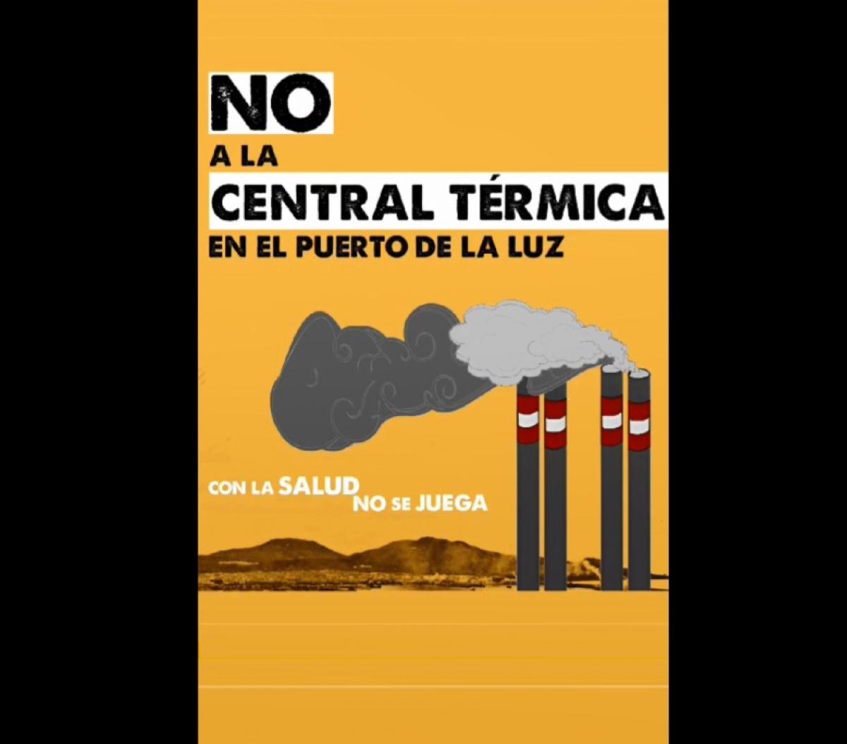 Cartel No a la central trmica en el Puerto de la Luz