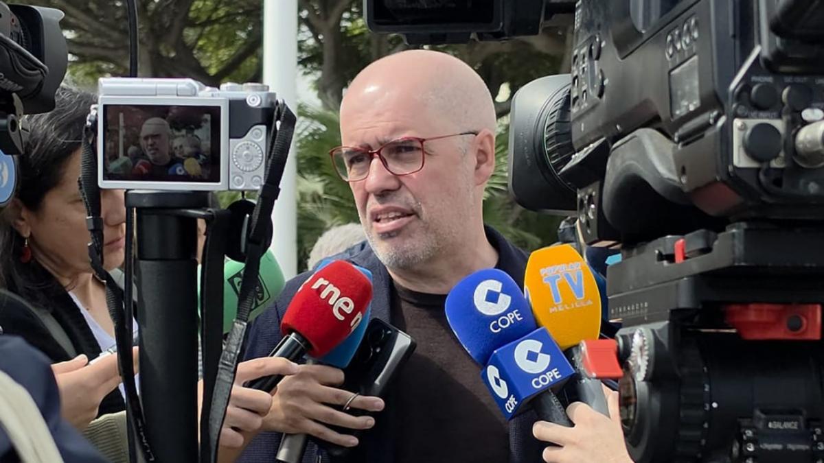 El secretario general de CCOO, Unai Sordo, en Melilla antes de la asamblea de personas trabajadoras.