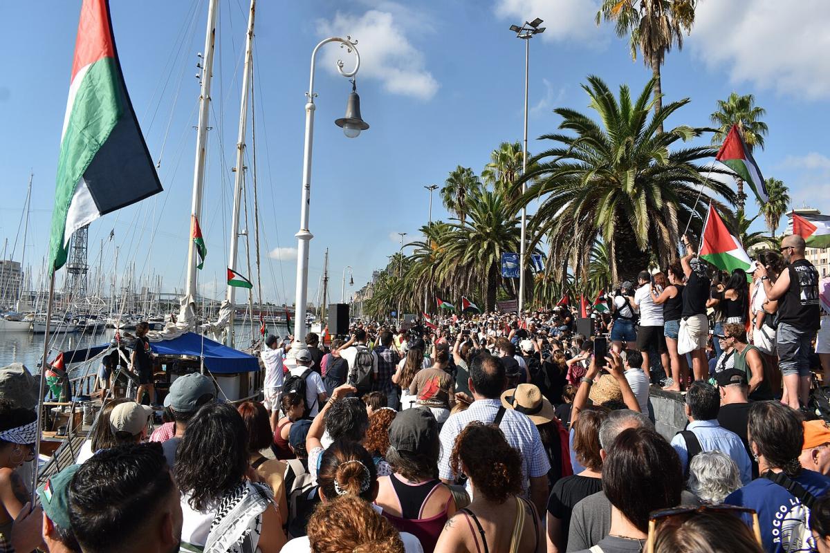 Apoyo a la flotilla Global Sumud en Barcelona, el pasado 31 de agosto